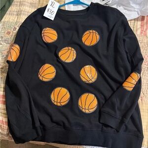 Black Sweatshirt with Orange Basketball Design